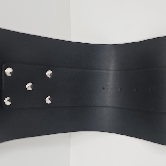Black Wide Belt with Silver Buckle - Picture 6 of 9